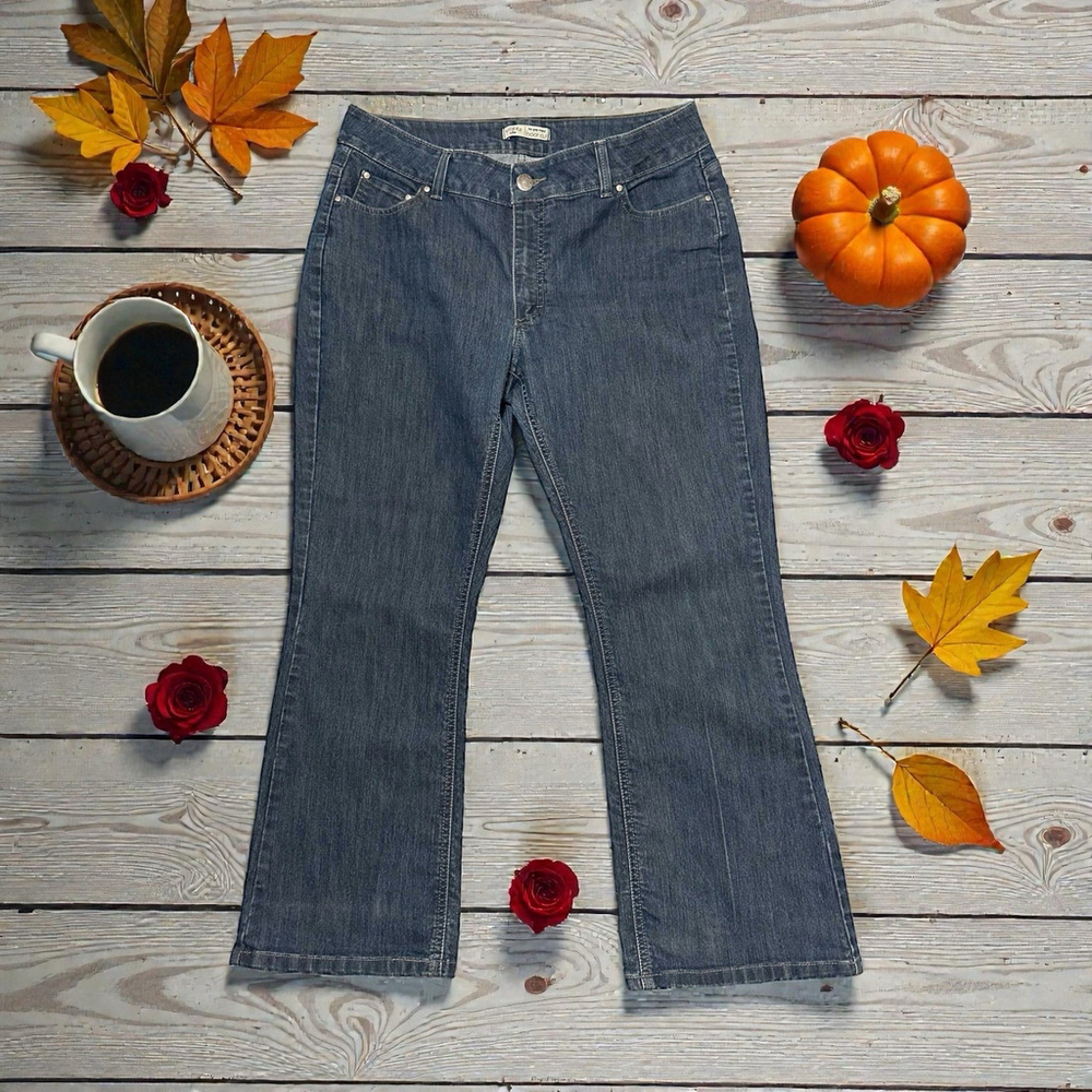 Riders By Lee Bootcut Jeans Womens 16 PETITE Blue High Rise Denim No Gap Waist